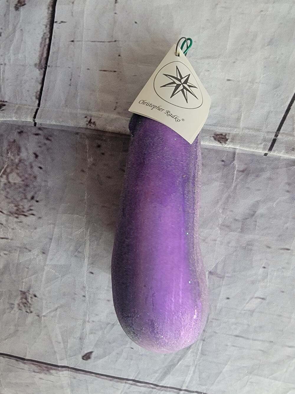Christopher Radko Eggplant 5" Christmas Ornament Glittered Vintage